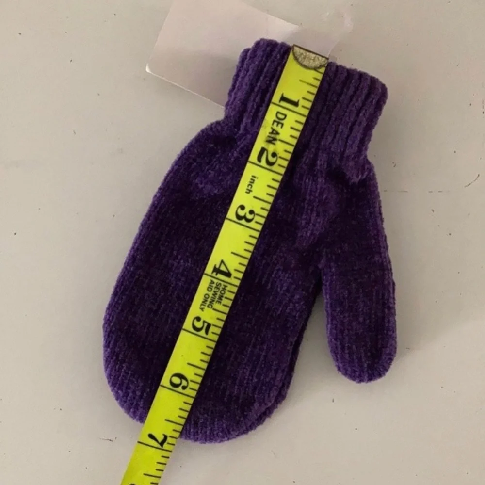Girls Vintage Purple Chenille Mittens NWT
